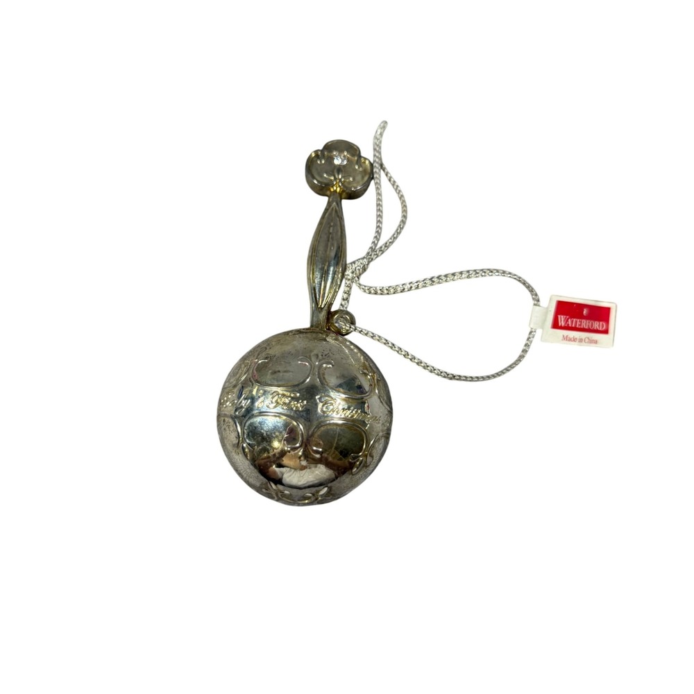 VTG Waterford 2012 Baby First Christmas Rattle Ornament Silver Keepsake Heirloom